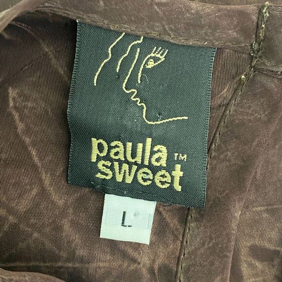 Rare Paula Sweet Brown Long Sleeve Tunic Top Size Large - Picture 6 of 6